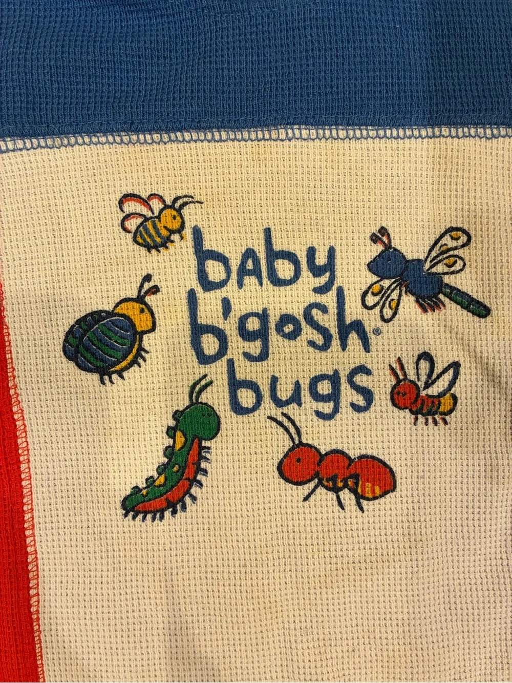 Vintage 90s Baby B’gosh Bugs Short Sleeve Waffle Baby Top